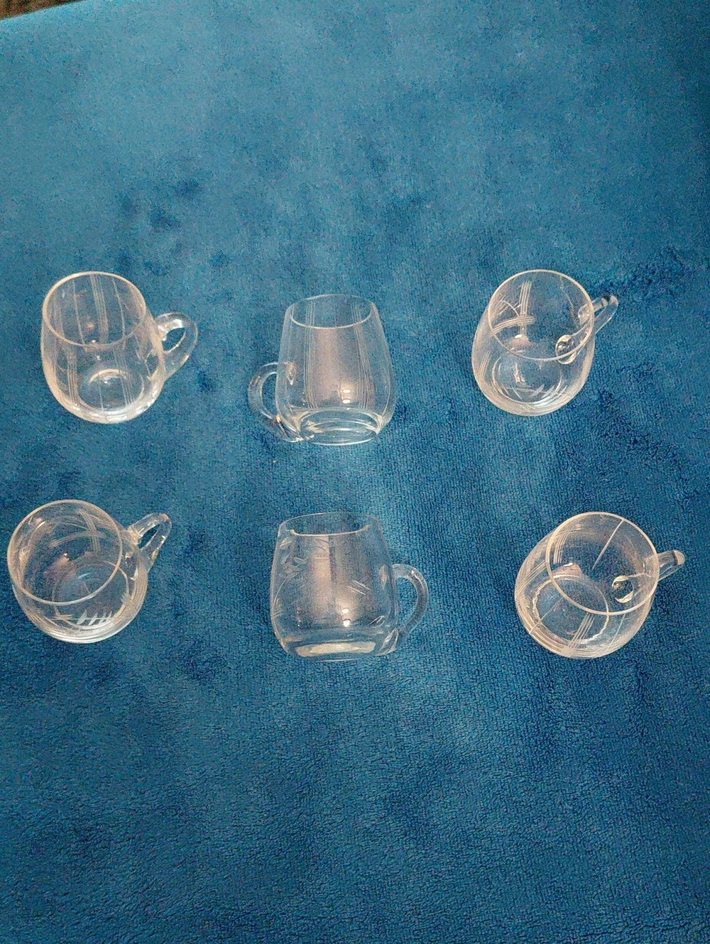 Demitasse Etched Clear Glass Espresso  Cups - Set of 6